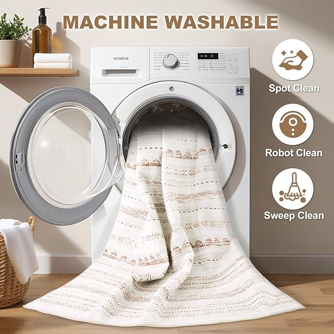 Nakagishi Runner Rug Kitchen Washable Rugs: 2x6 Non-Slip Boho Soft Modern Stain - Image 2