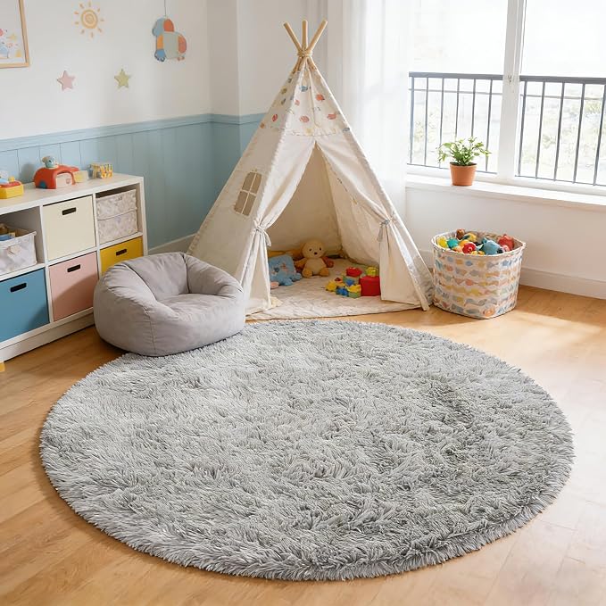 yulidayang Soft Round Area Rug for Kids Bedroom, Fluffy Fuzzy Shaggy Rug - Image 6