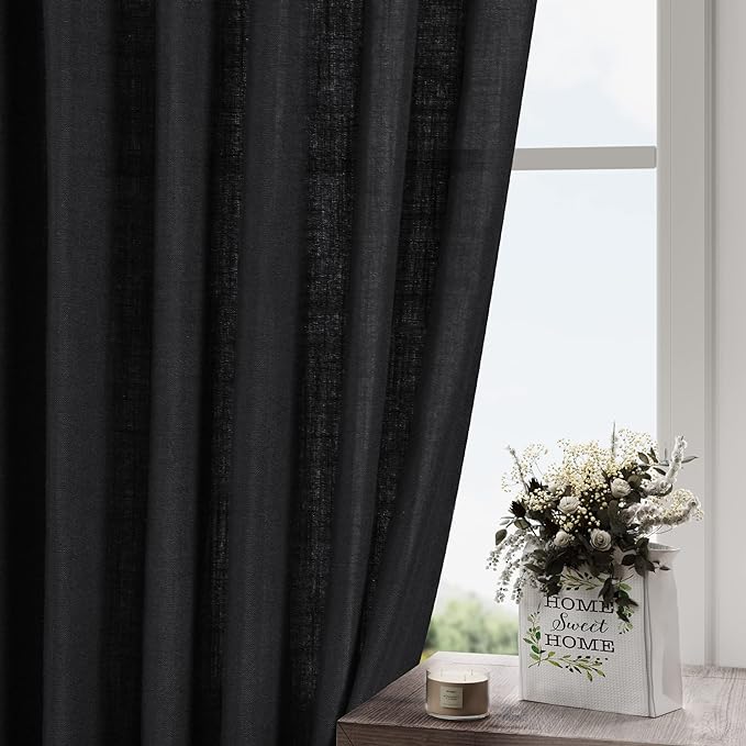 Extra Long Black Curtain 108 inches Long 2 Panels Set - Image 2