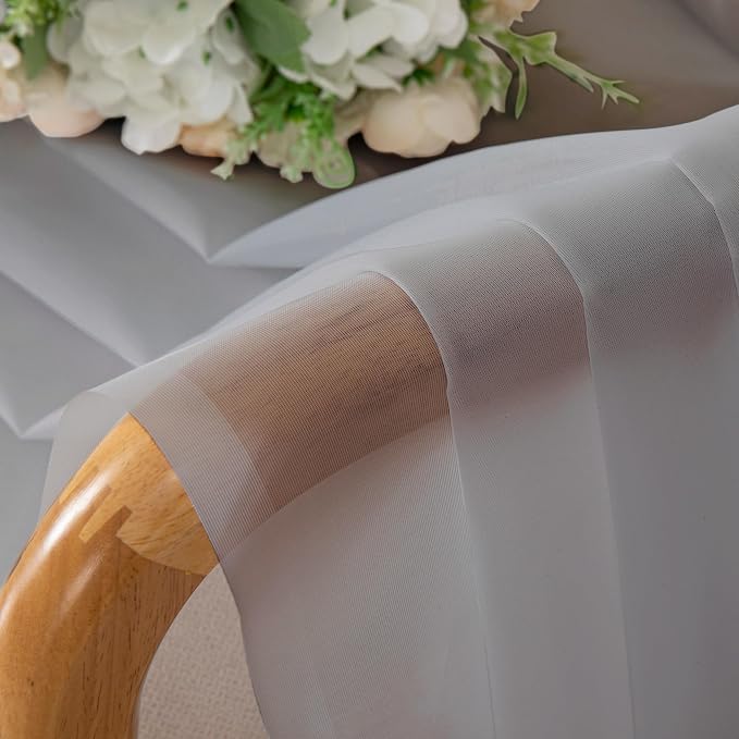 Chyhomenyc Light Grey Sheer Curtains 84 Inch Length 2 Panels, Light Filtering - Image 3