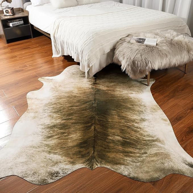 AROGAN Western Decor Faux Fur Cowhide Rug, 7 x 6.2 Feet Premium Animal Skin Cow - Image 4