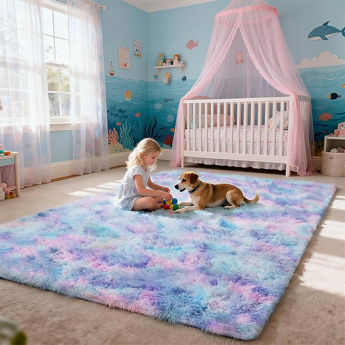 Shag Area Rug for Bedroom 5x8, Fluffy Area Rugs for Living Room, Soft Fuzzy Rug - Image 5