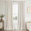 Guken Cream 100% Blackout Linen Curtains 126 Inch Length 2 Panels Set by Guken
