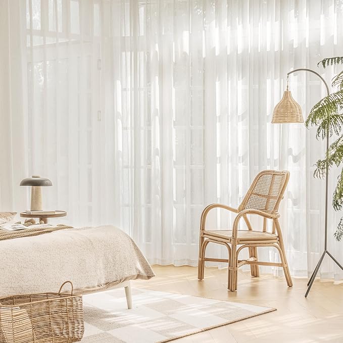 FMFUNCTEX Linen Sheer Curtains for Living Room, Natural Flax Blend Window - Image 7