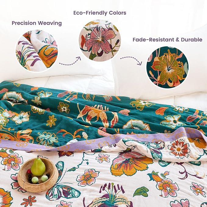 MSGKV Boho Throw Blanket 60"x80" Floral Blanket - Image 3
