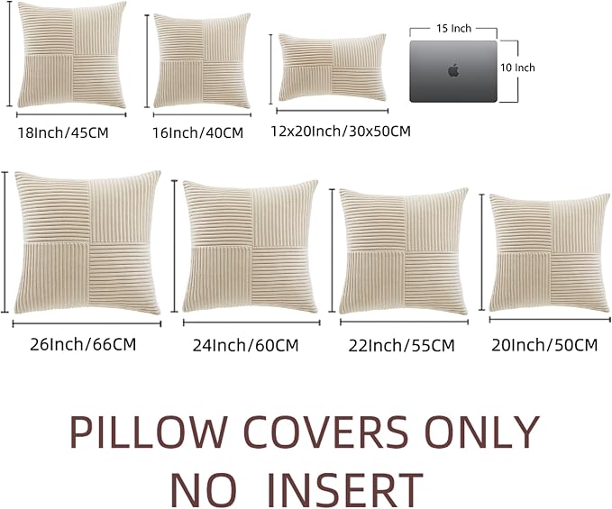 Fancy Homi 2 Packs Tan Decorative Throw Pillow Covers 16x16 Inch - Image 9