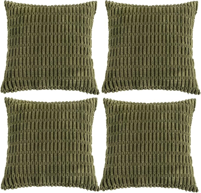 Fancy Homi 4 Packs Boho Moss Green Decorative Throw Pillow Covers 20x20 Inch by Fancy+Homi