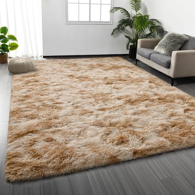 Deerhoo Large Shag Area Rugs 9 x 12, Tie-Dyed Plush Fuzzy Rugs by Deerhoo