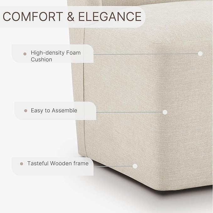 Upholstered Dining Chair with Casters Wingback Modern Side Armless Deskchair with Rollers for Diningroom Bedroom Livingroom Reading Room,Cream Beige,4 Box