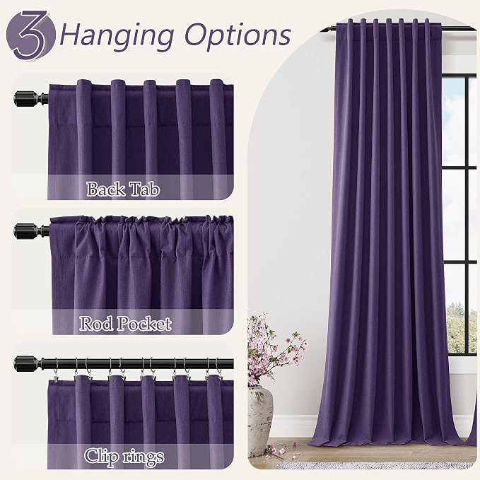 Guken 100% Blackout Curtains 108 Inch Length 2 Panels Set - Image 6