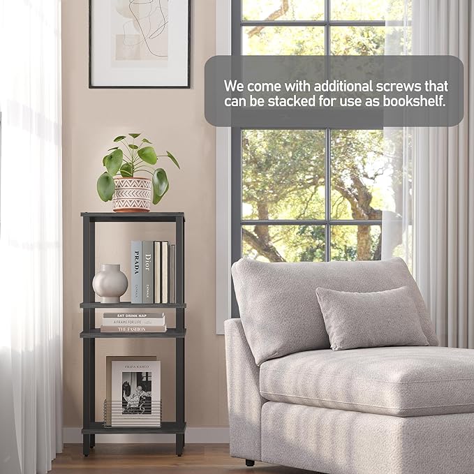 TUTOTAK End Table, Side Table, Nightstand, 2-Tier Storage Shelf, Sofa Table for Small Space, Living Room, Bed Room, Charcoal Grey TB01BY034
