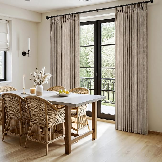 MIULEE Pinch Pleated Thick Linen Curtains 90 Inches Long 2 Panels - Image 3