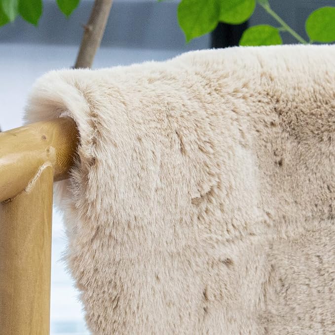 ORINOVA Light Brown Beige Fluffy Faux Fur Rugs - Image 3