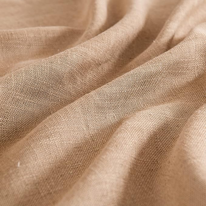 MIULEE Light Brown Linen Curtains 54 Inch Length 2 Panels - Image 4