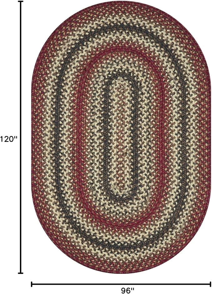 Homespice Chester Country Rugs for Living Room 8x10' Oval Braided Rug