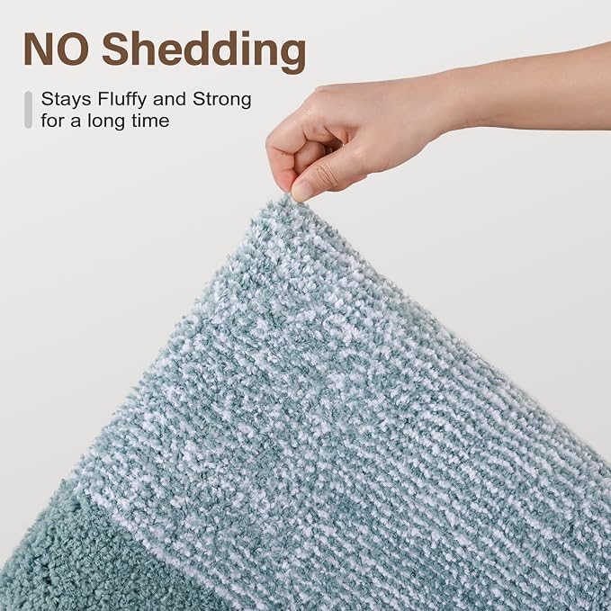48x24 Long Bathroom Rugs Washable Non Slip, Dusty Blue Bath Mat - Image 8
