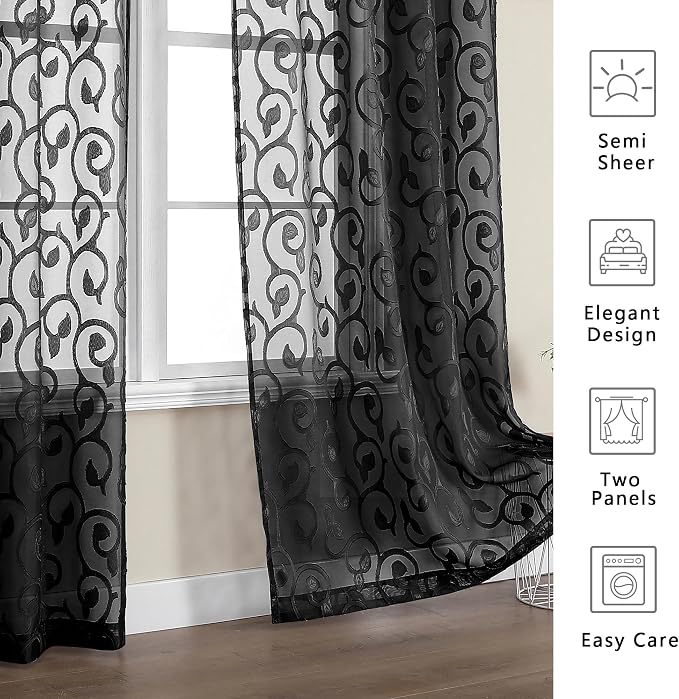 OWENIE Furman Sheer Curtains 63 inch Length - Image 6