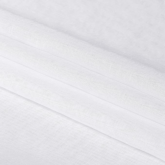 DWCN White Sheer Curtains Semi Transparent Voile Rod Pocket Curtains - Image 6