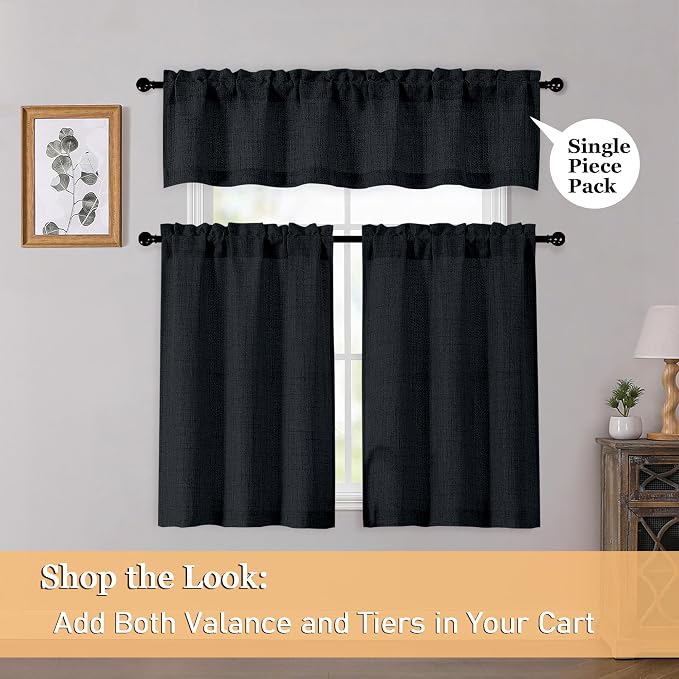 OWENIE Black Valances for Windows 1 Pcs 20 Inch Length, Light Filtering - Image 6