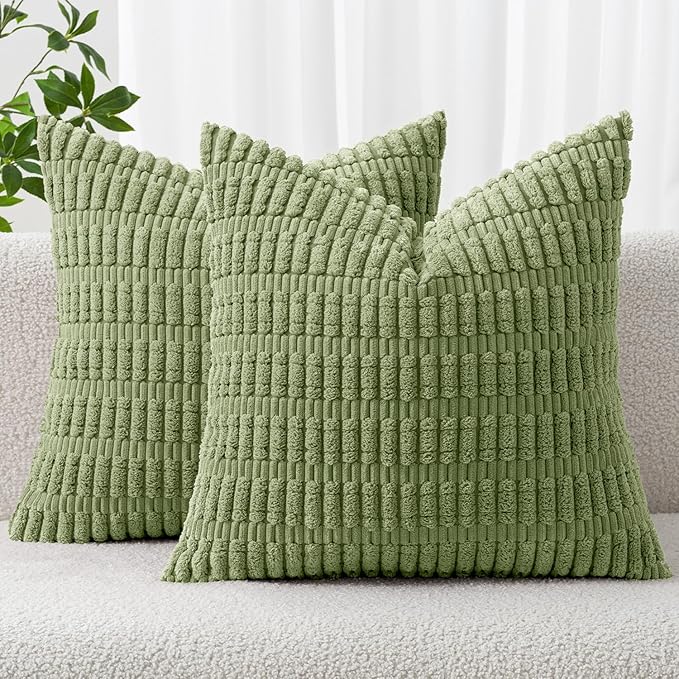 MIULEE Pack of 2 Spring Corduroy Decorative Throw Pillow Covers 12x12 Inch Soft by MIULEE