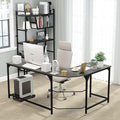 Teraves Reversible L Shaped Desk, 66.1" Gaming Desk, Corner Desks for Home Office, Space Saver Workstation Table, Modern Wooden Desk, BOAK