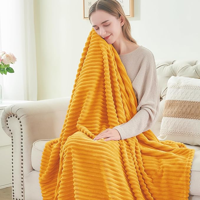 BEDELITE Fleece Blanket Queen Size – 3D Ribbed Jacquard Soft and Warm - Image 3