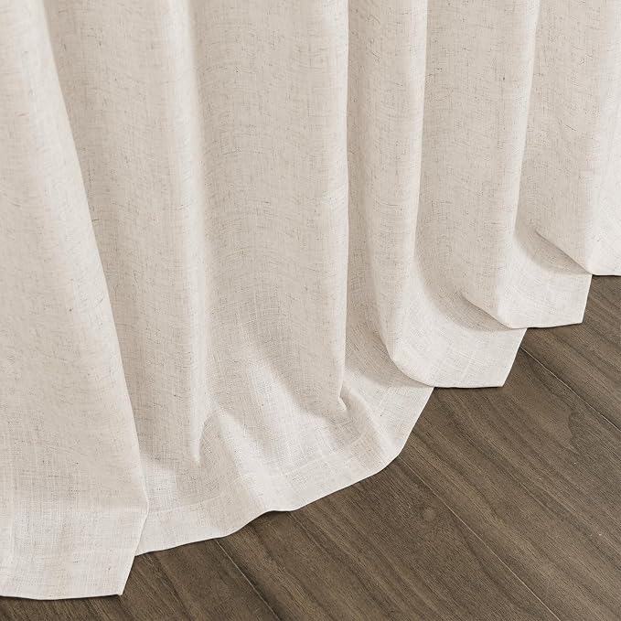 Extra Long Curtain 108 inches Long 2 Panels Set Back Tab Beige Linen Drapes - Image 6