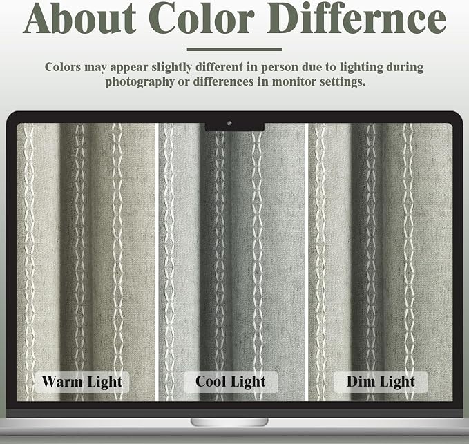 Boho Blackout Curtains 63 Inches Long Sage Green Linen Blend 2 Panels - Image 5