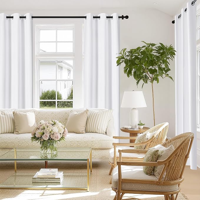 NICETOWN 100% Blackout White Curtains 63 inch Length, Grommet Thermal Insulated - Image 8