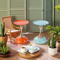 Stylish Hourglass Side Table - Contemporary Design for Living Rooms, Cafes, Dining Areas, Bedrooms, and Outdoor Spaces - Perfect Accent Piece for Any Decor (2, Light Green+Hermes Orange)