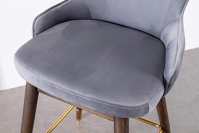Roundhill Furniture Leland Fabric Upholstered Counter Height Wingback Stools, Set of 2, Gray