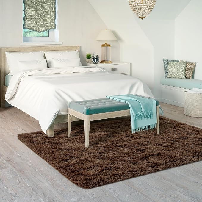 Goideal Fluffy Rug for Bedroom Living Room, 4x6 Brown Area Rugs, Faux Fur Shag - Image 3