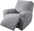 vctops 4 Pieces Geometric Jacquard Plush Recliner Slipcovers Soft Fuzzy Fluffy Sofa Couch Cover Anti-Slip Furniture Protector with Elastic Bottom for Kids Cats Dogs(Grey,1 Seat)
