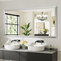 72x36 Inch Silver Bathroom Mirror for Wall, Thick Metal Framed Rectangle Mirrors for Over Sink, Bedroom, Living Room, Entryway, Anti-Rust, HD Tempered Glass