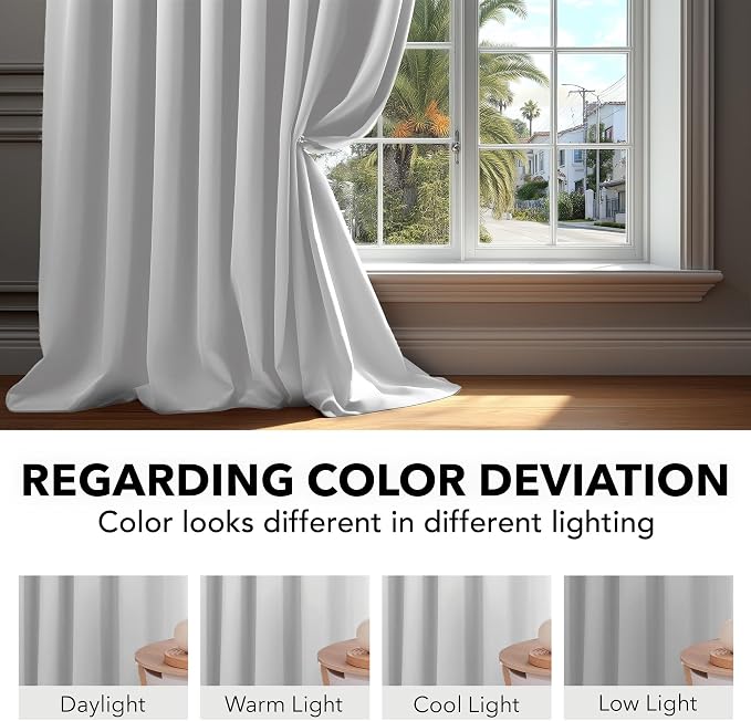 Deconovo Blackout Curtains, Thermal Insulated, W52 x L45 2 Panels, Back Tab - Image 6