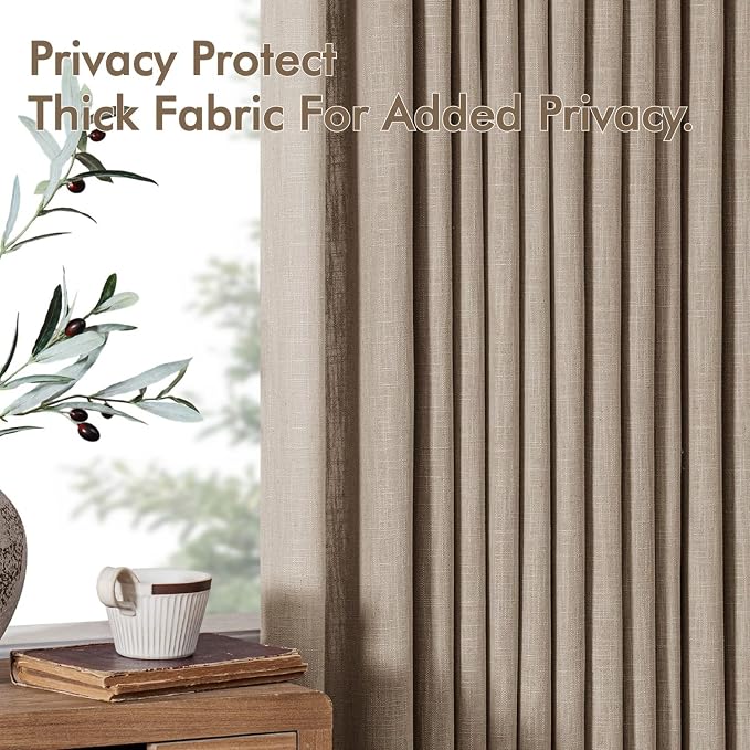 MIULEE Pinch Pleated Thick Linen Curtains 90 Inches Long 2 Panels - Image 7