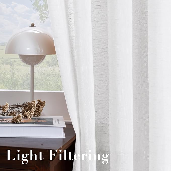 H.VERSAILTEX White Linen Sheer Curtains - Image 5
