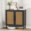 KFO Storage Cabinet with Rattan Doors, Free Standing Buffet Cabinet, Modern Sideboard for Living Room, Hallyway, Entryway