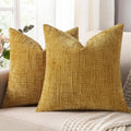 decorUhome Summer Mustard Yellow Chenille Throw Pillow Covers 20x20 Set of 2 by decorUhome