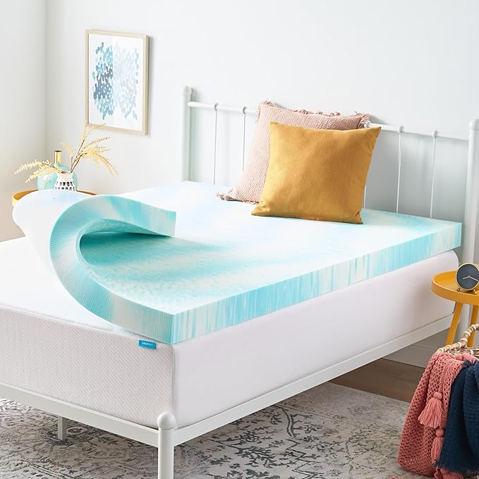 Linenspa 4 Inch Gel Swirl Memory Foam Mattress Topper – Cooling Gel Infused – Pressure Relieving Bed Topper - Mattress Pad – CertiPUR Certified - California King Size