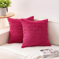 Pack of 2 Corduroy Decorative Throw Pillow Covers 18x18 InchSoft Boho Striped by Unknown