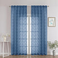 Chyhomenyc Dusty Blue Sheer Curtains 90 Inch Length 2 Panels Set, Light by Chyhomenyc