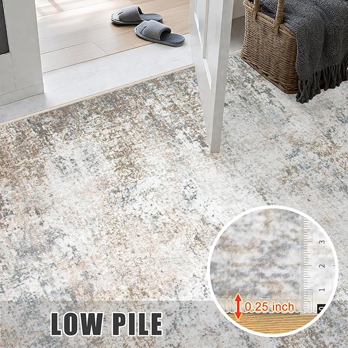 8x10 Area Rug Living Room Rug: Washable Modern Abstract Soft Thin Rug Indoor - Image 8