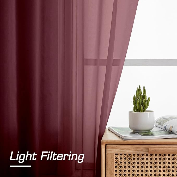 Aiyufeng Sheer Voile Window Treatment Rod Pocket Curtain Panels - Image 2