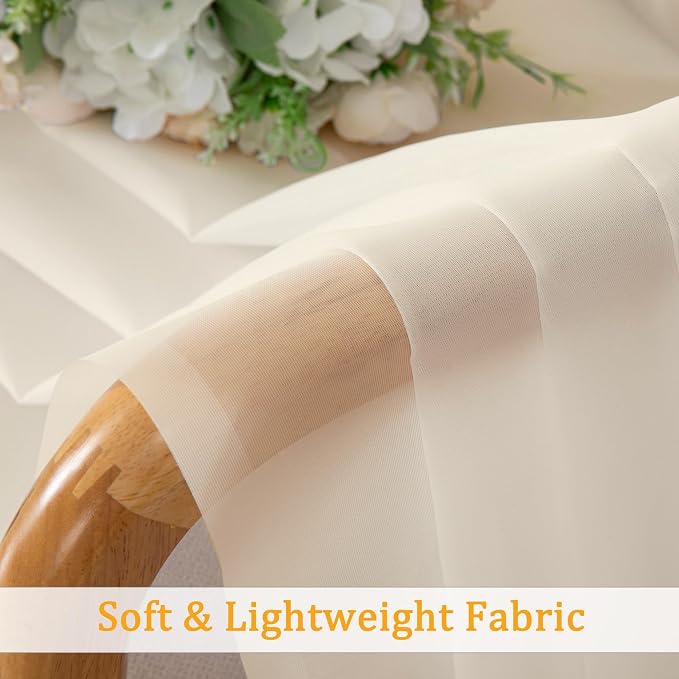 Gwine Cream Sheer Curtains 108 Inches Long 2 Panels Set, Voile Light Filtering - Image 8