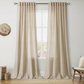 Taupe Burlywood Linen Curtains for Living Room 100 Inches Long Light Filtering by Nanspring
