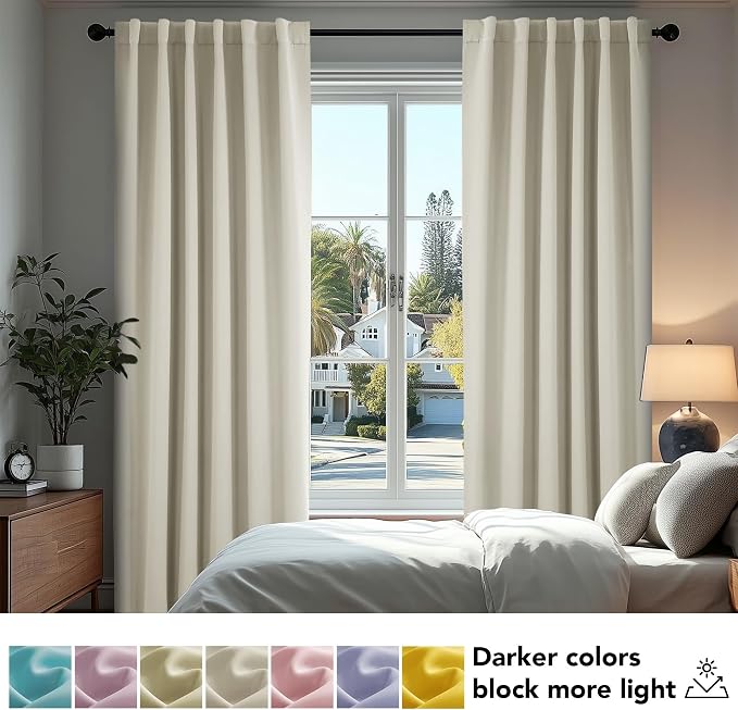 Deconovo Blackout Curtains, Thermal Insulated, W70 x L108 2 Panels, Back Tab - Image 4