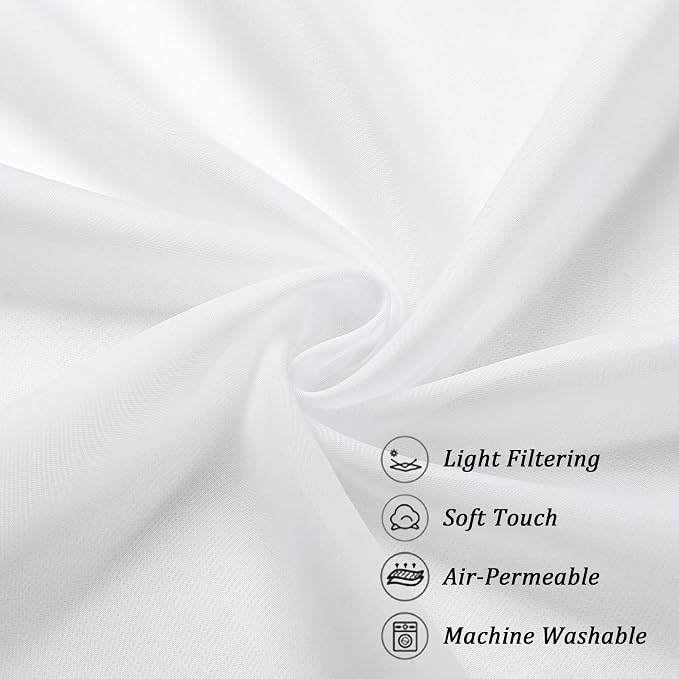 Chyhomenyc Extra Long White Sheer Curtains 144 inch 2 Panels Set, Translucent - Image 9