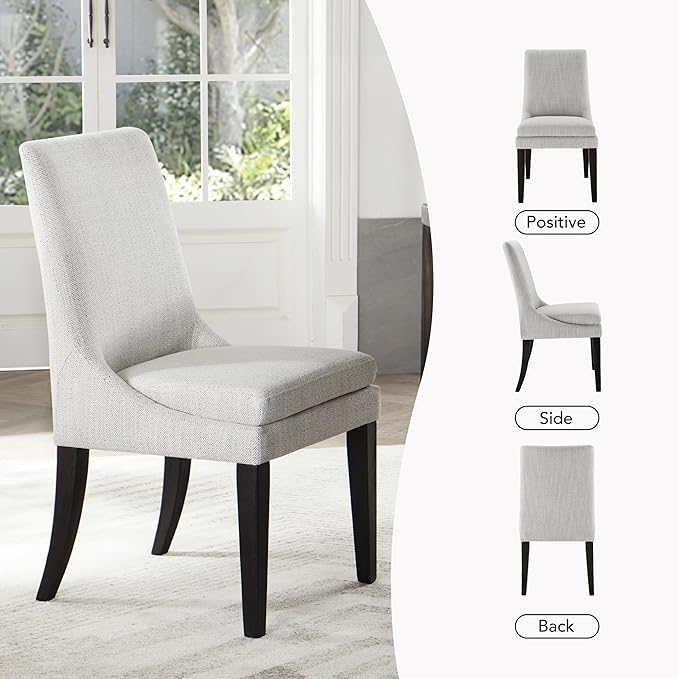 Upholstered Dining Chairs Modern Sidechair Performance Fabric High Back Armlesschair for Diningroom Kitchen,White,Set of 2(1 Box)