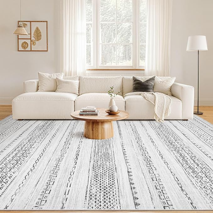 Nakagishi Area Rug Living Room Rugs: 12X15 Machine Washable Boho Large Neutral - Image 4